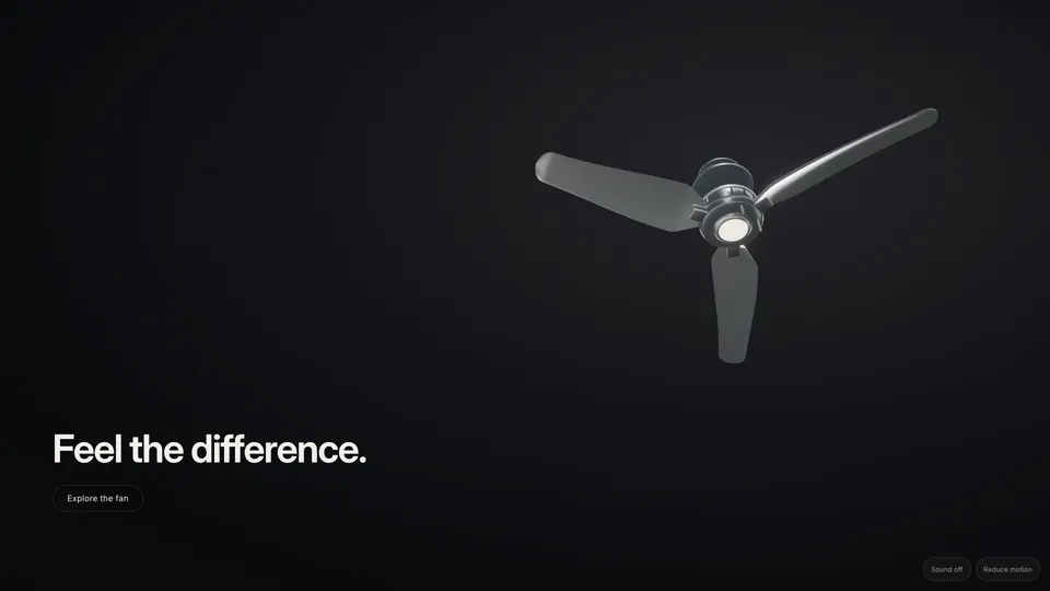 The reassembled fan beside the closing line Feel the difference