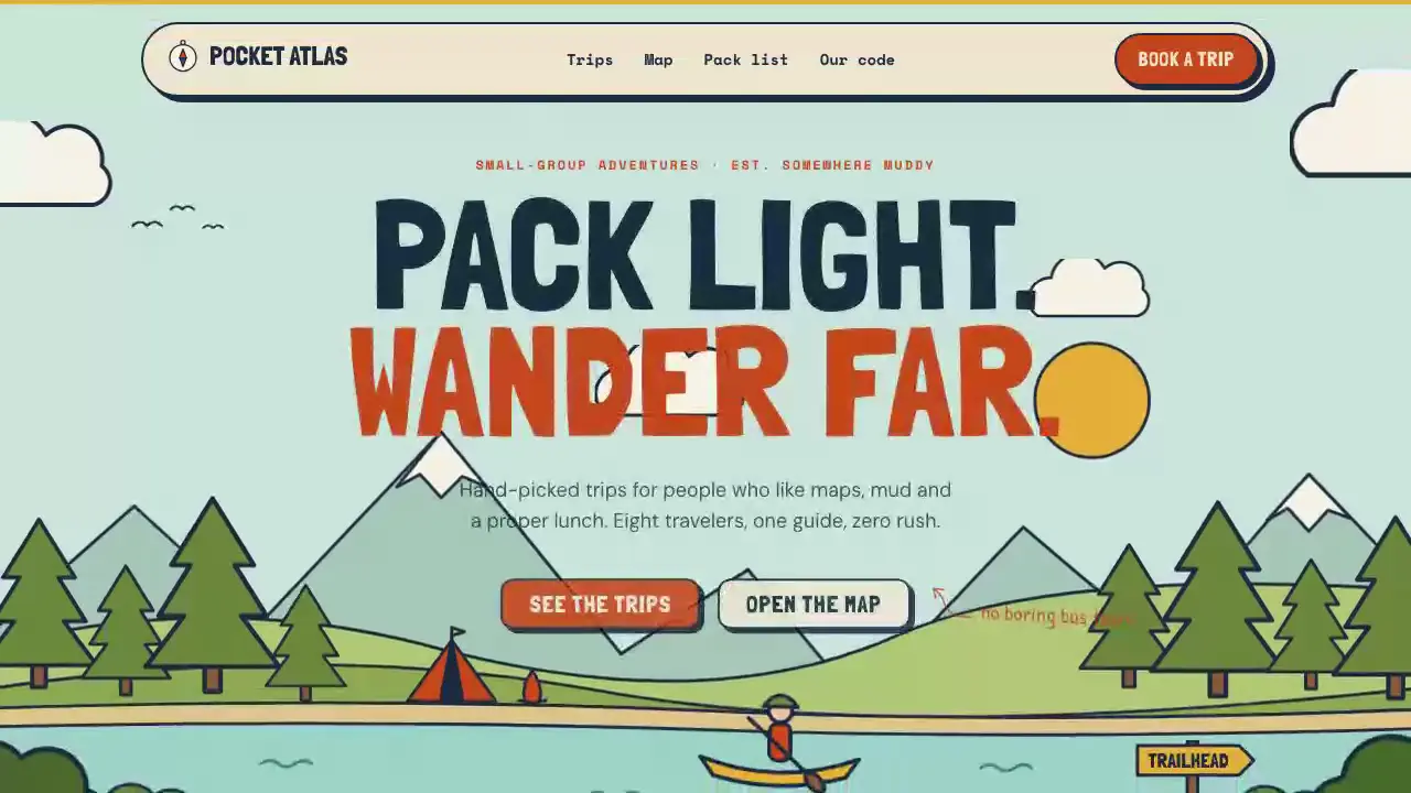 Pocket Atlas: a short capture of the live site