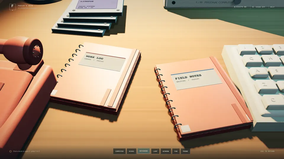 Two spiral notebooks labelled Work Log and Field Notes