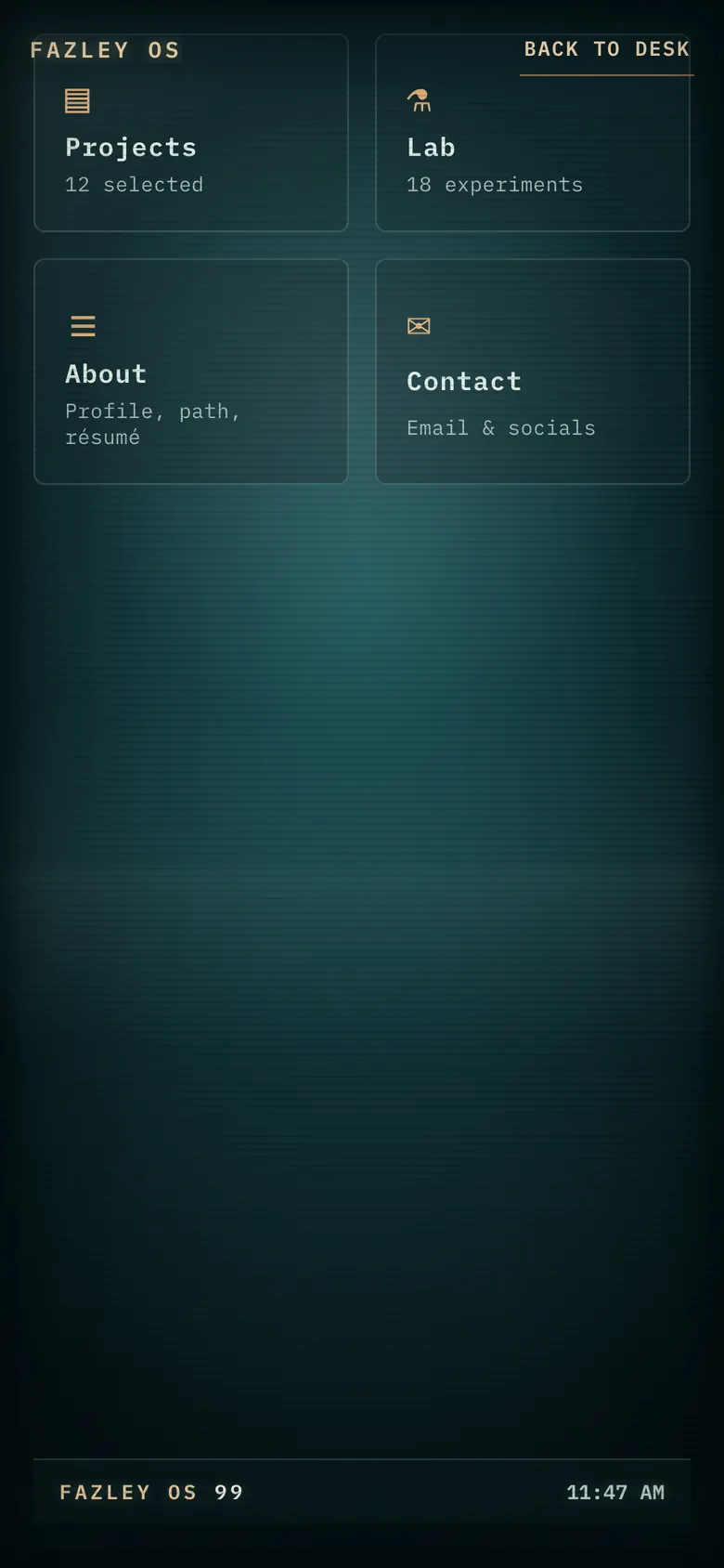 Retro Desk on a phone, screen 2