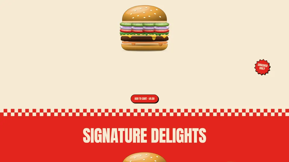 Signature Delights carousel on a red background with the Classic Stack in the centre
