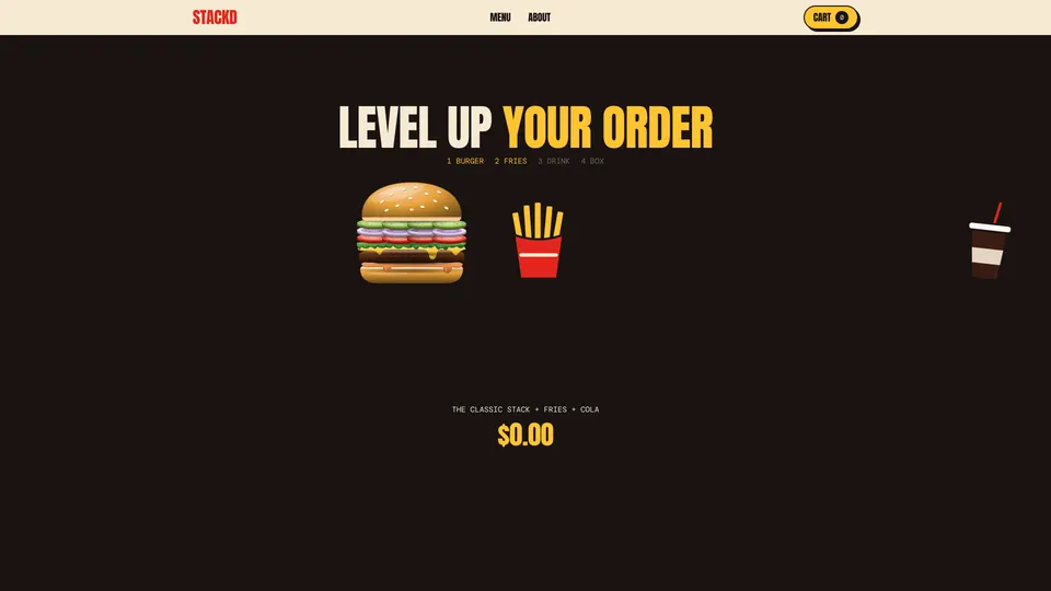 Level up your order: a combo builder with burger, fries and drink and a live price