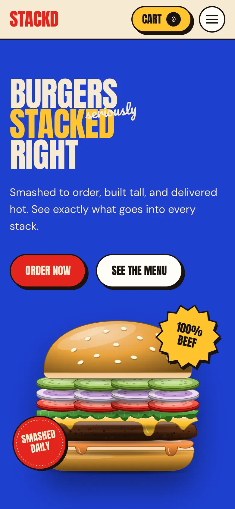 STACKD on a phone, screen 1