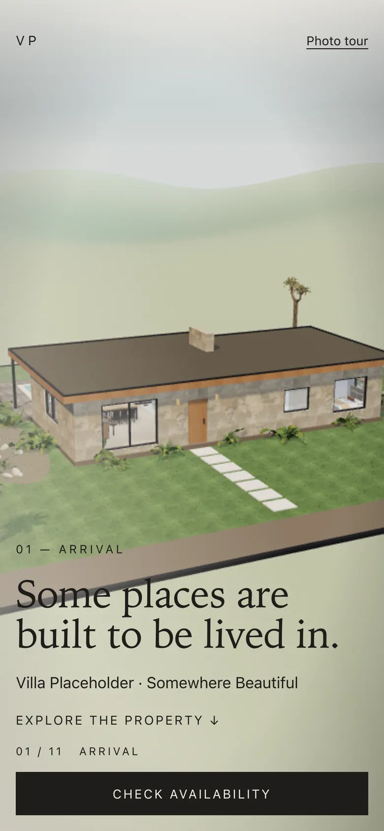 Villa on a phone, screen 1